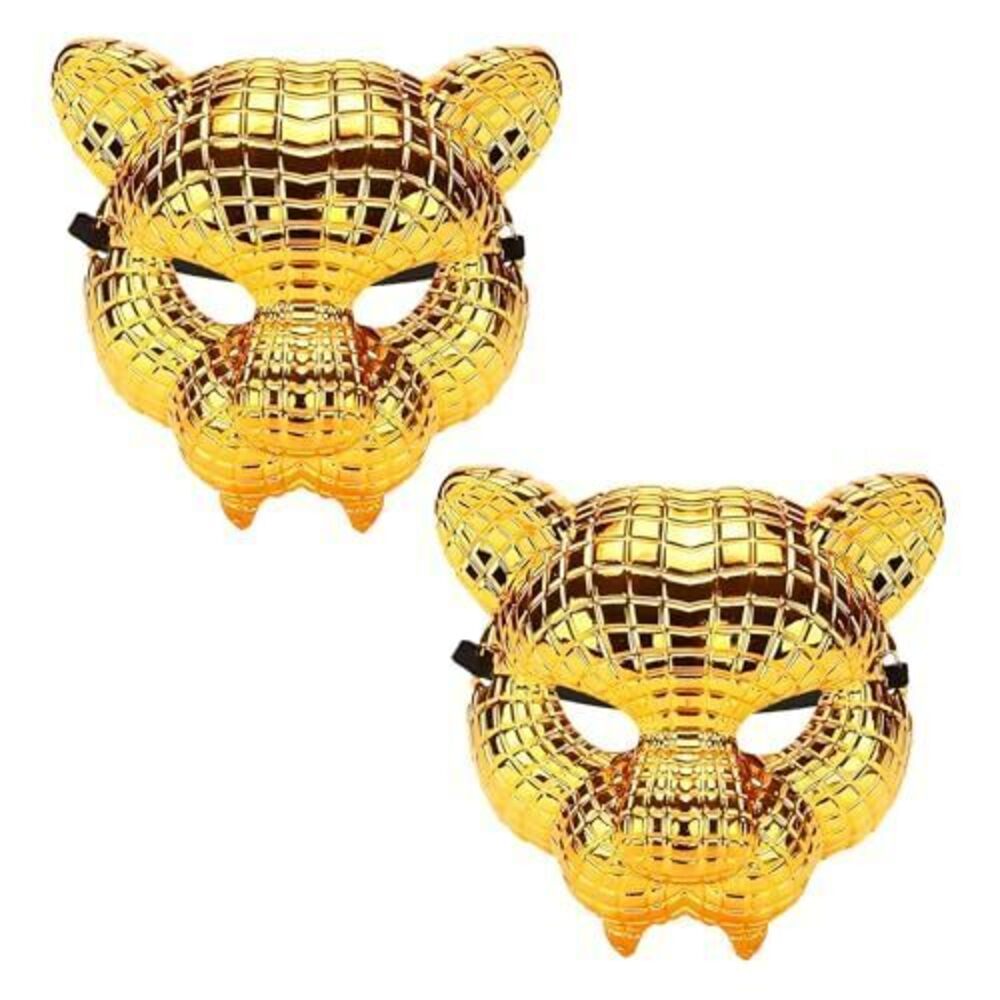5128 2 Pcs Elite Gold Plastic Teen Adult Halloween Costume Cosplay Mask